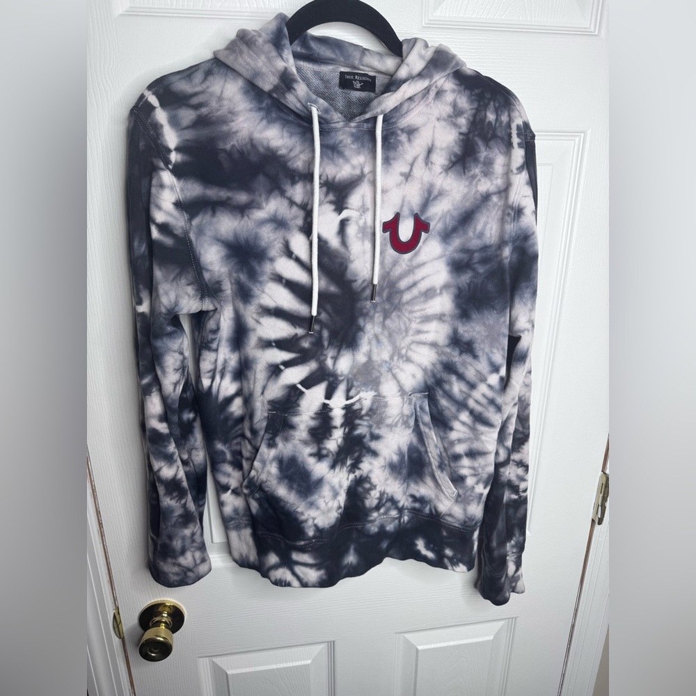 True Religion Black and White Tie-Dye Hoodie